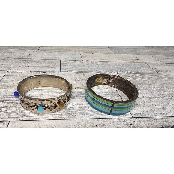 Lot of 12 Turquoise Teal Aqua Silver Tone Multiple Style Bracelets - Picture 4 of 6